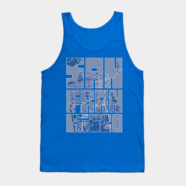 San Francisco, USA City Map Typography - Blueprint Tank Top by deMAP Studio